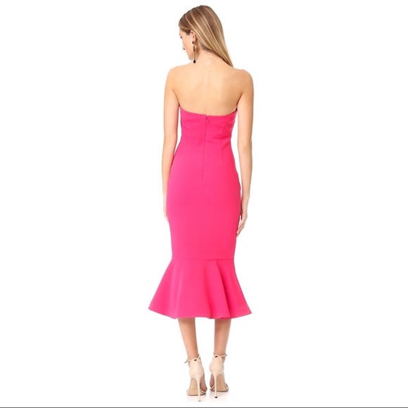 Cinq A Sept Luna Strapless Ruffle Midi Dress Bright Pink Size 6 - Picture 2 of 8
